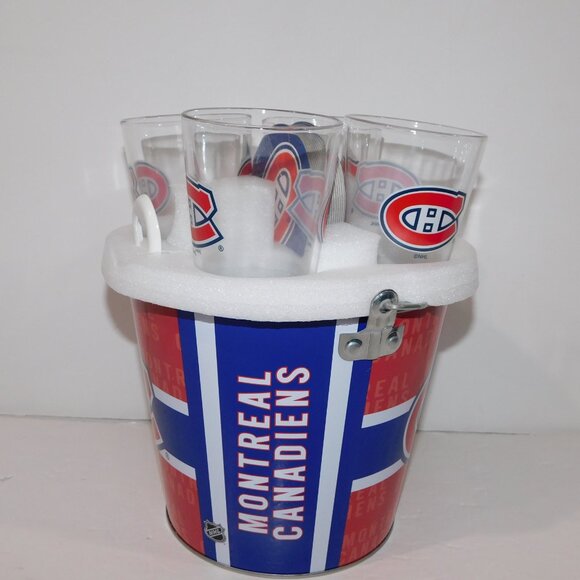 NHL Montreal Canadiens Hockey Ice Bucket 4 Glasses Bottle Opener coaster Set NEW - Picture 7 of 8
